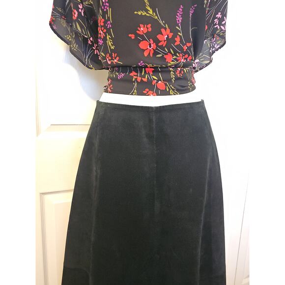 Overland Suede Leather A-Line Maxi Skirt Womens 10 Black - Picture 7 of 12